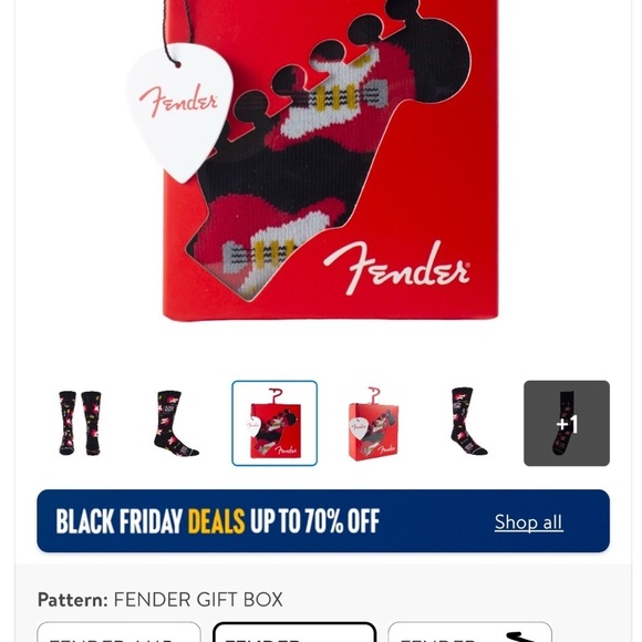 NEW Fender Guitar Novelty Socks Gift Box 2 Pairs Rock Music Grunge Dopamine Dad - Picture 4 of 4